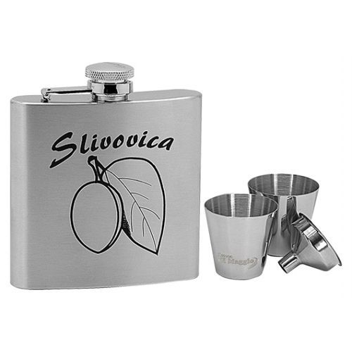 Lucca di Maggio Ocelová kapesní lahev - placatka 180ml + 2 kalíšky 30ml a trychtýřek - 97059