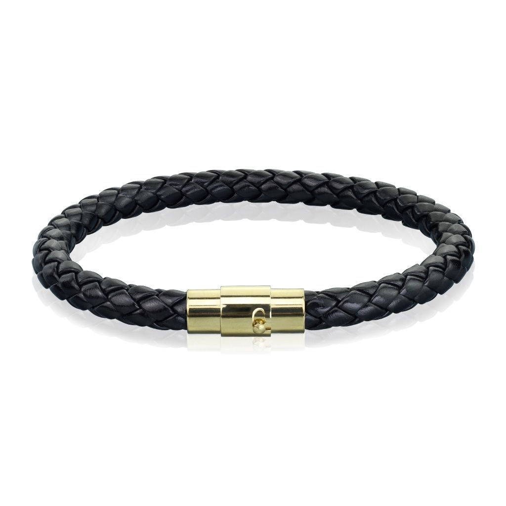 Levně S4U Kožený náramek splétaný černý (19 cm) - NR1275K-19