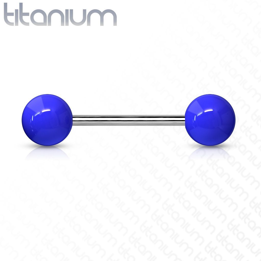 Levně Piercing do jazyka TITAN (modrá) - TIT1016-B