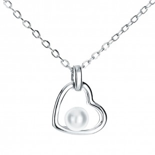 Stříbrný náhrdelník srdce s perlou