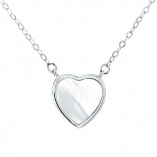 Stříbrný náhrdelník - srdíčko s perletí