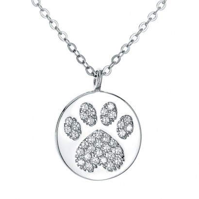 Stříbrný náhrdelník kolečko - psí tlapka