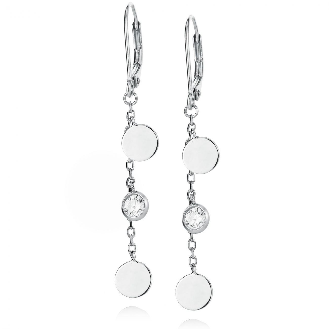 NUBIS Stříbrné visací náušnice se zirkonem a kuličkou - NB-3361