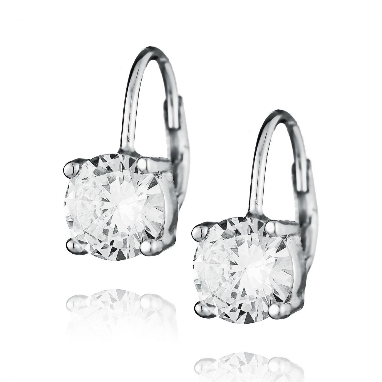 NUBIS Stříbrné náušnice se zirkonem 7mm - NB-3324-07