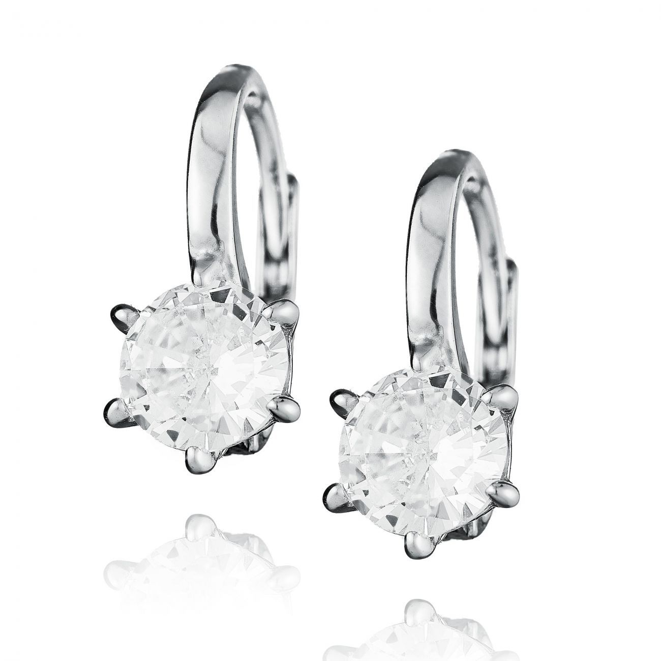 NUBIS Stříbrné náušnice se zirkonem 6mm - NB-3329-06