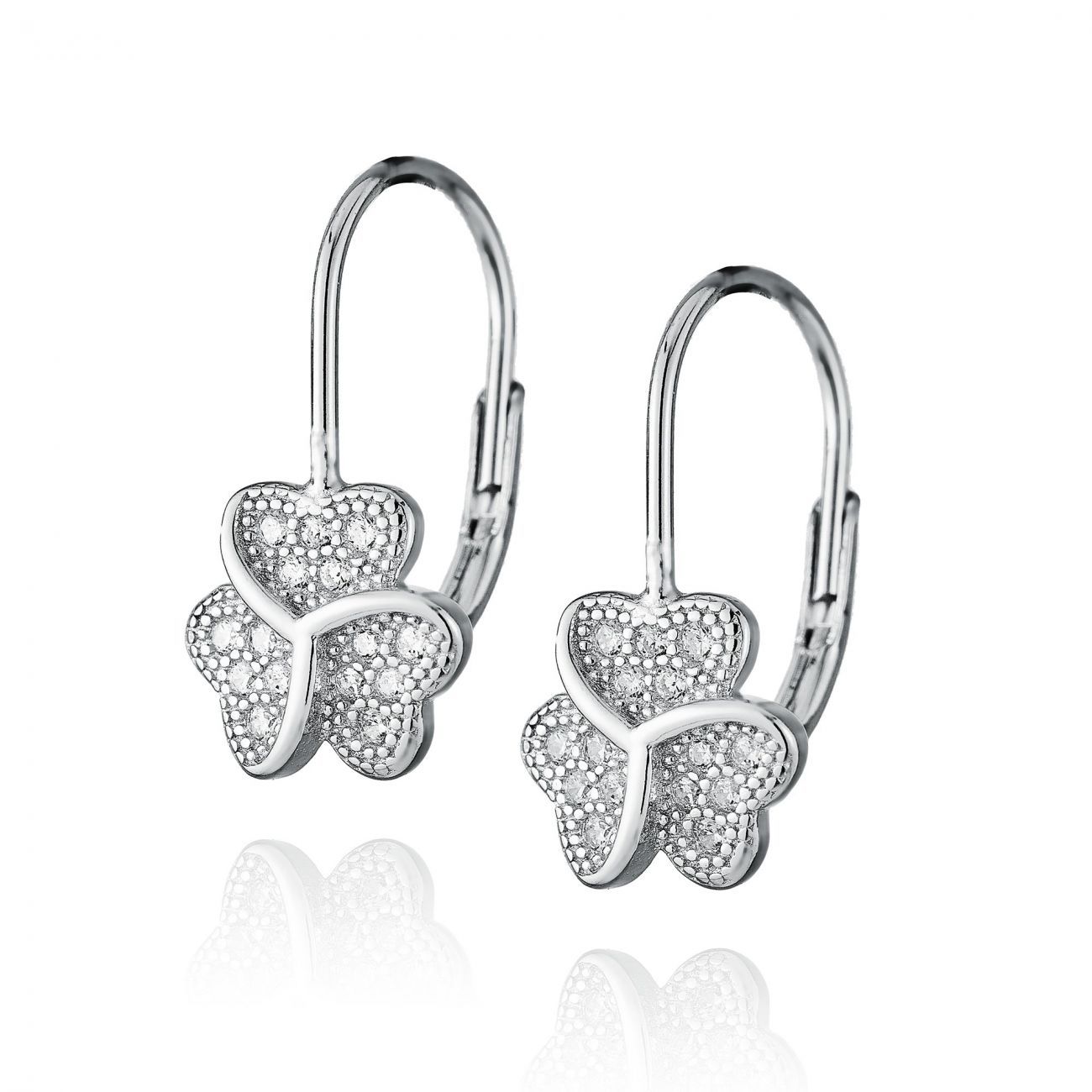 Stříbrné náušnice na klapku - trojlístky - NB-3343