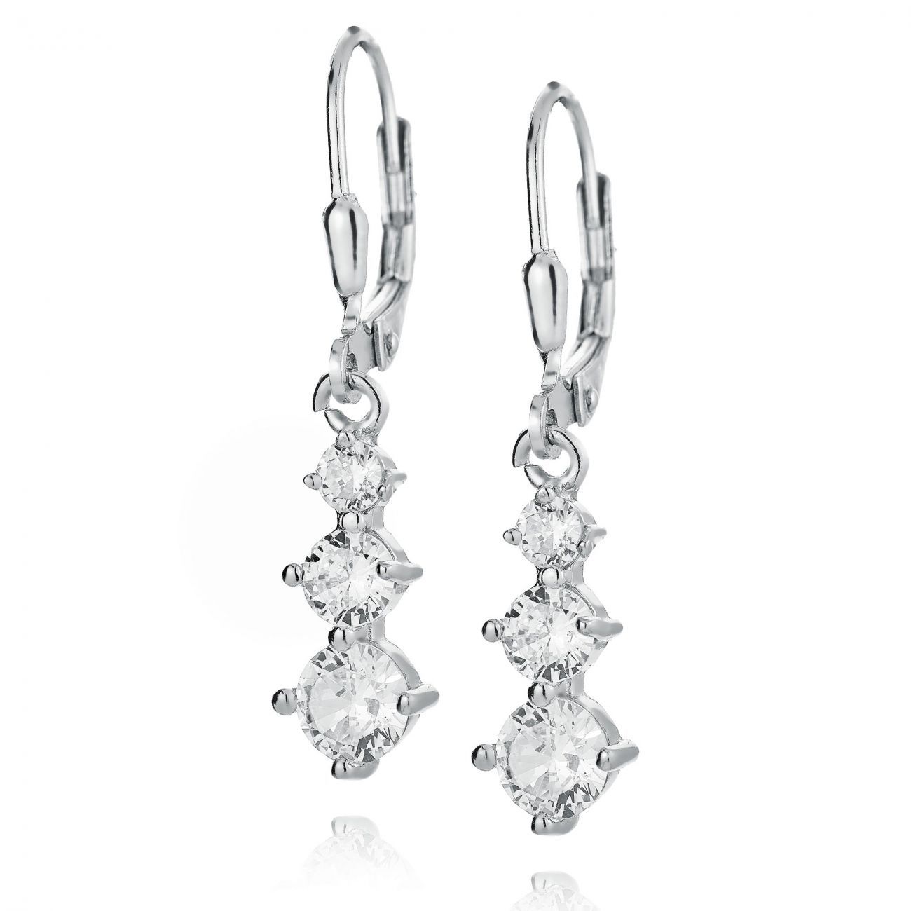 Stříbrné visací náušnice se 3mi zirkony - NB-3358