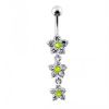 Stříbrný piercing do pupíku - kytičky (čirá/růžová)