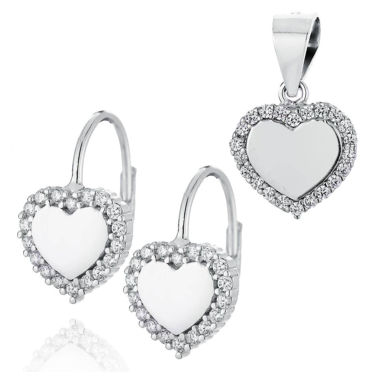 NUBIS Stříbrná souprava šperků - srdíčka - NB-9002