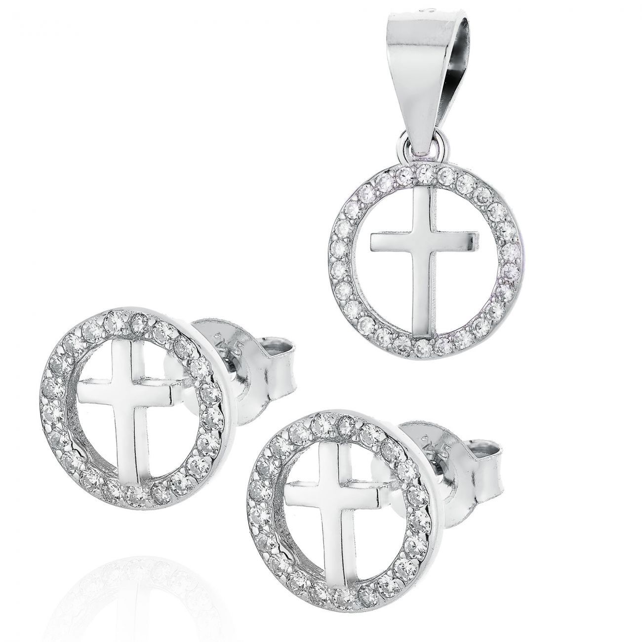 NUBIS Stříbrná souprava šperků - křížky - NB-9003