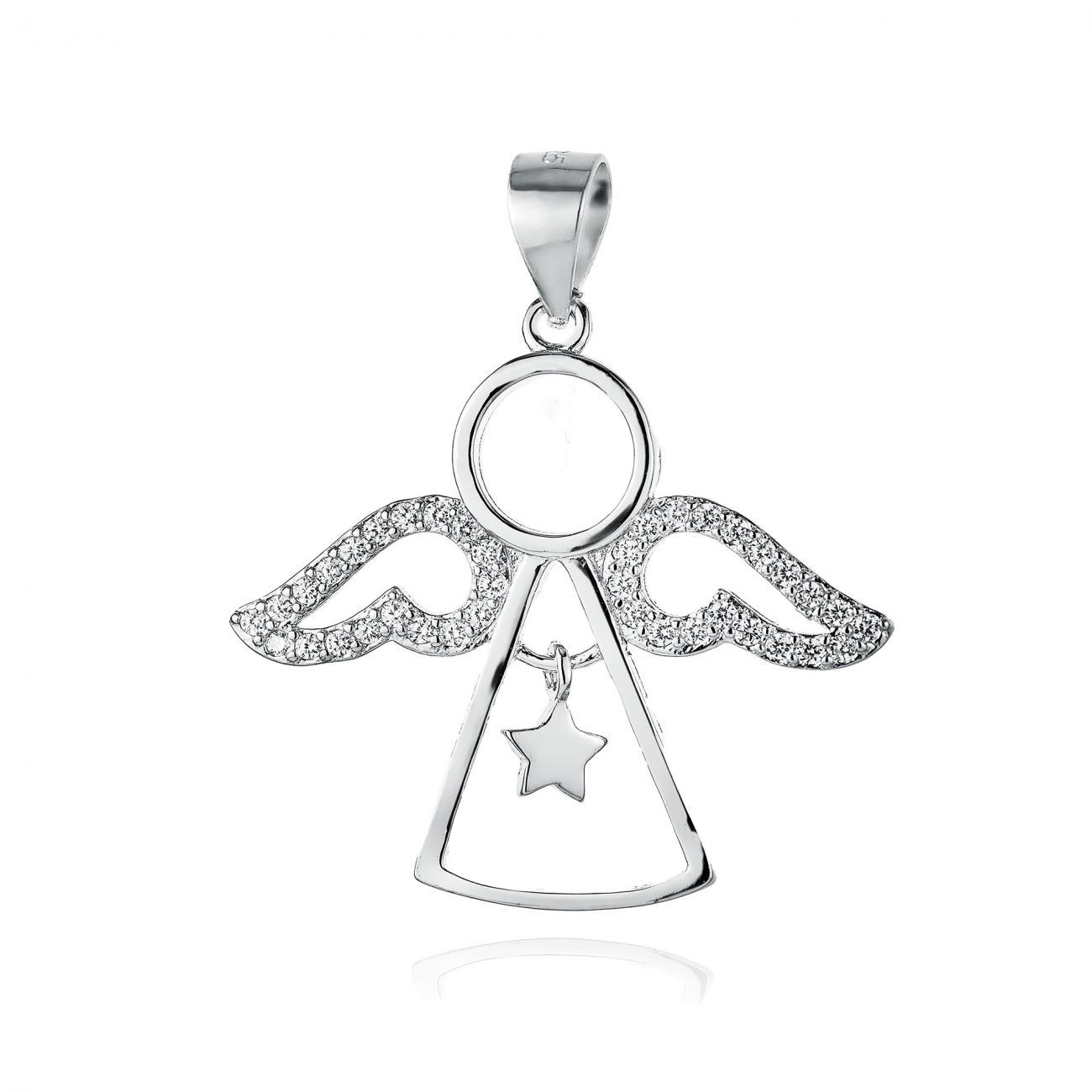NUBIS Stříbrný přívěsek andílek se zirkony - NB-4092