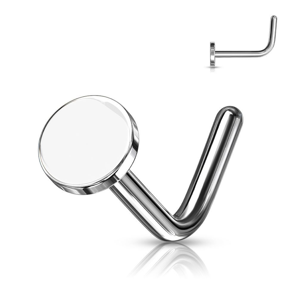 Levně Zahnutý piercing do nosu placka - N0149-ST