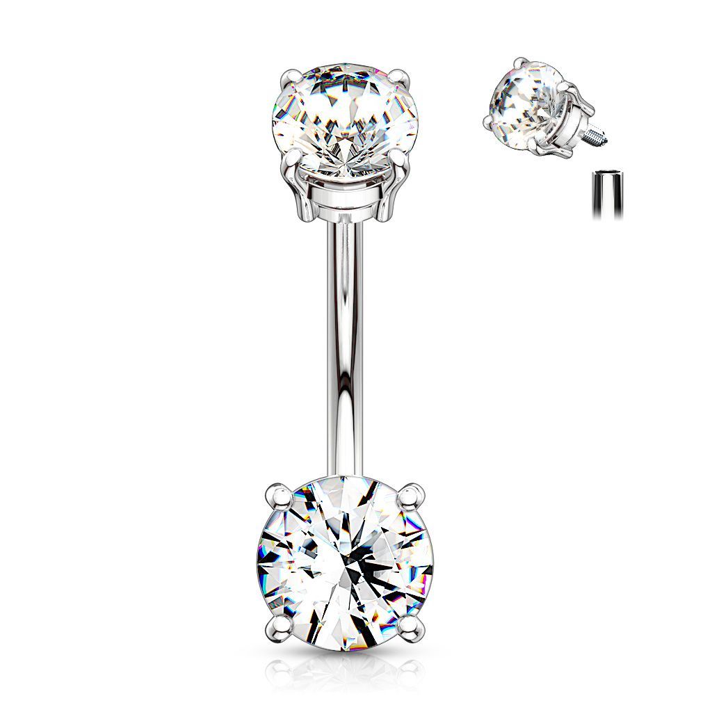 Levně Piercing do pupíku s kamínky (čirá) - WP01318-C