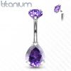 Piercing do pupíku kapka - TITAN (čirá)