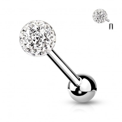 Piercing do jazyka vnitřní závit (čirá)