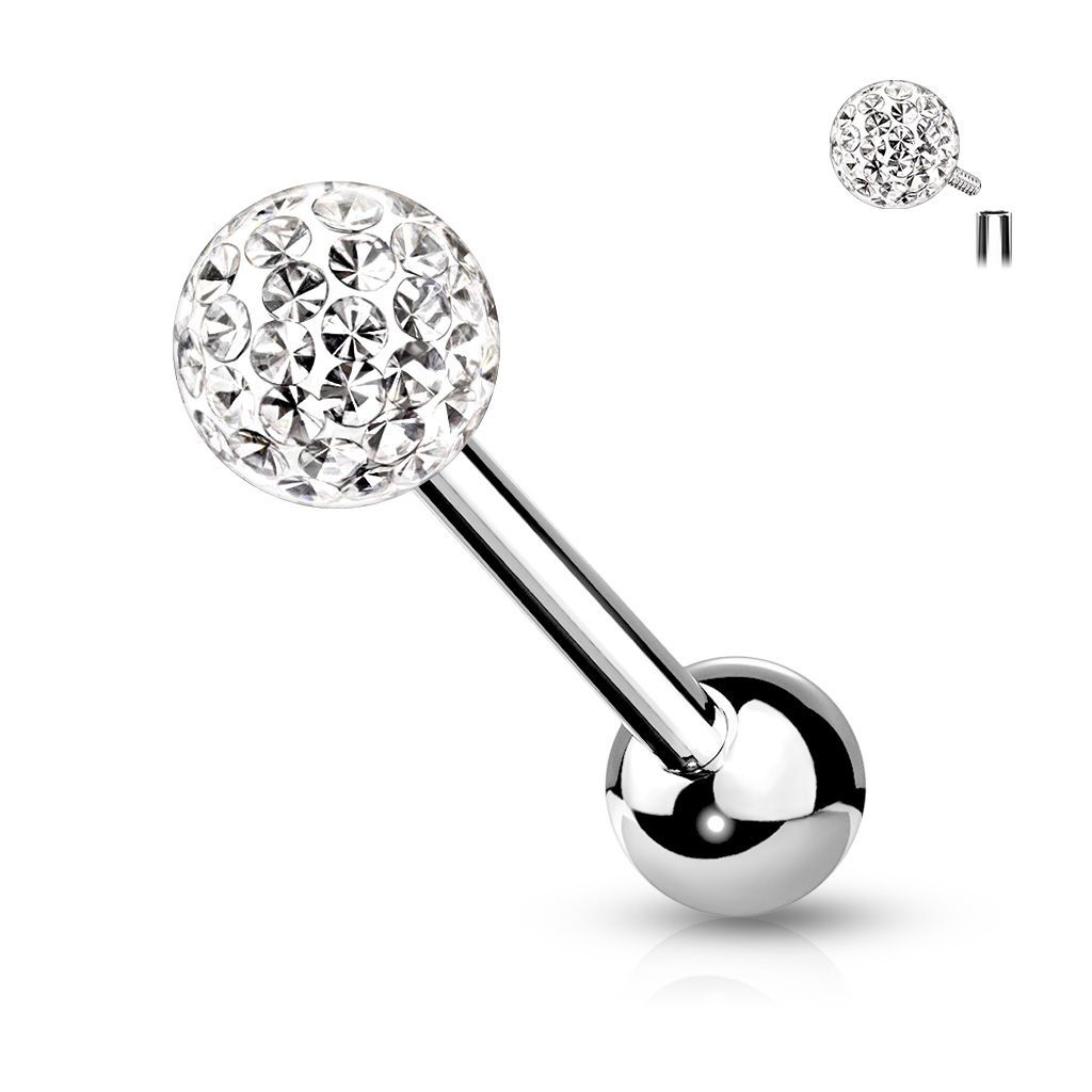 Levně Piercing do jazyka vnitřní závit (čirá)