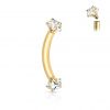 Piercing do obočí hvězdičky, 1,2 x 8 mm (žluté zlato, 1,2 x 8 mm)