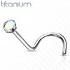 Zahnutý piercing do nosu - titan, kamínek 2 mm (fialová)