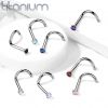 Zahnutý piercing do nosu - titan, kamínek 2 mm (fialová)