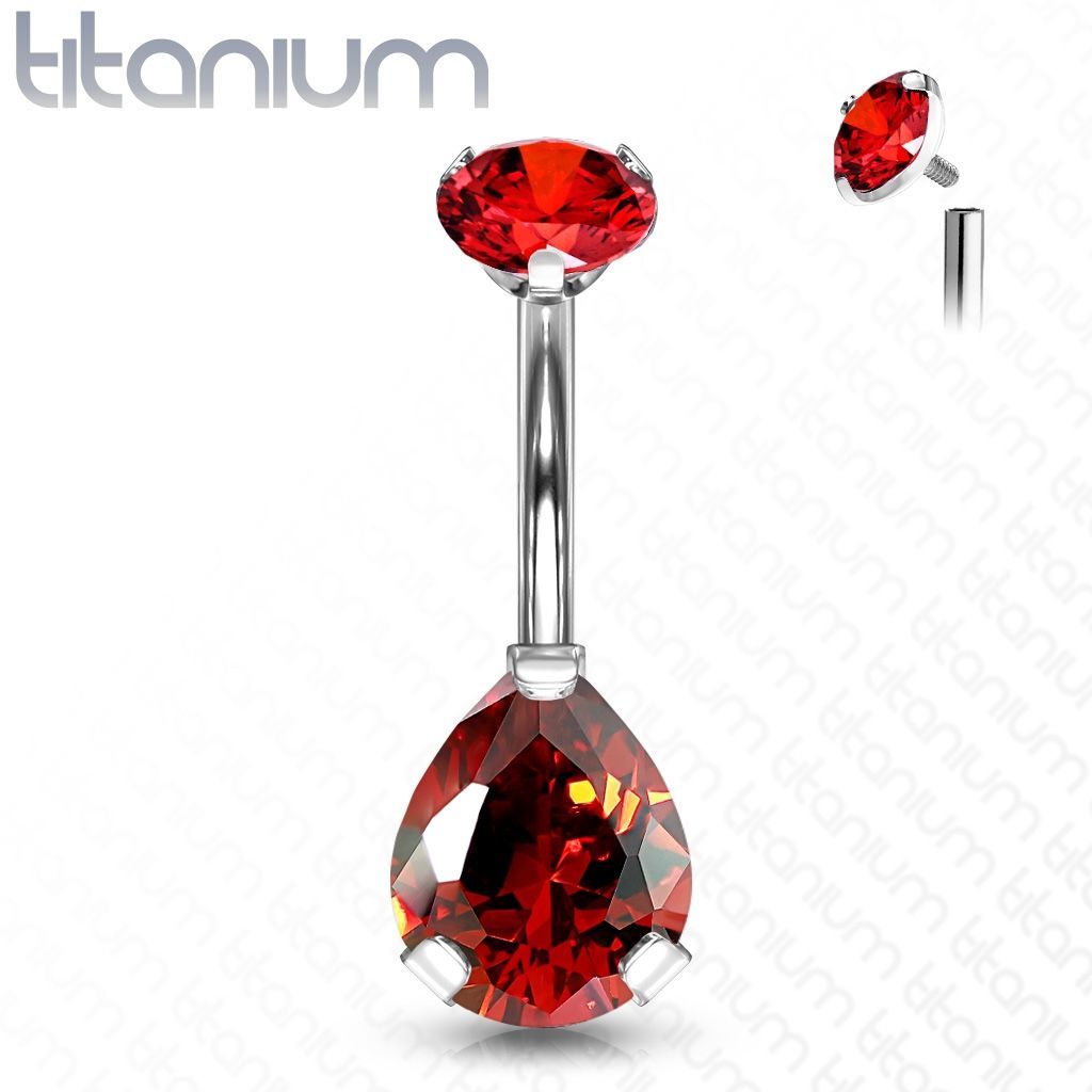 Piercing do pupíku kapka - TITAN (červená)
