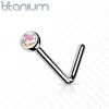 Zahnutý piercing do nosu - titan (fialová)