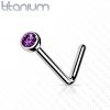 Zahnutý piercing do nosu - titan (růžová)