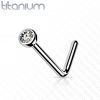 Zahnutý piercing do nosu - titan (růžová)