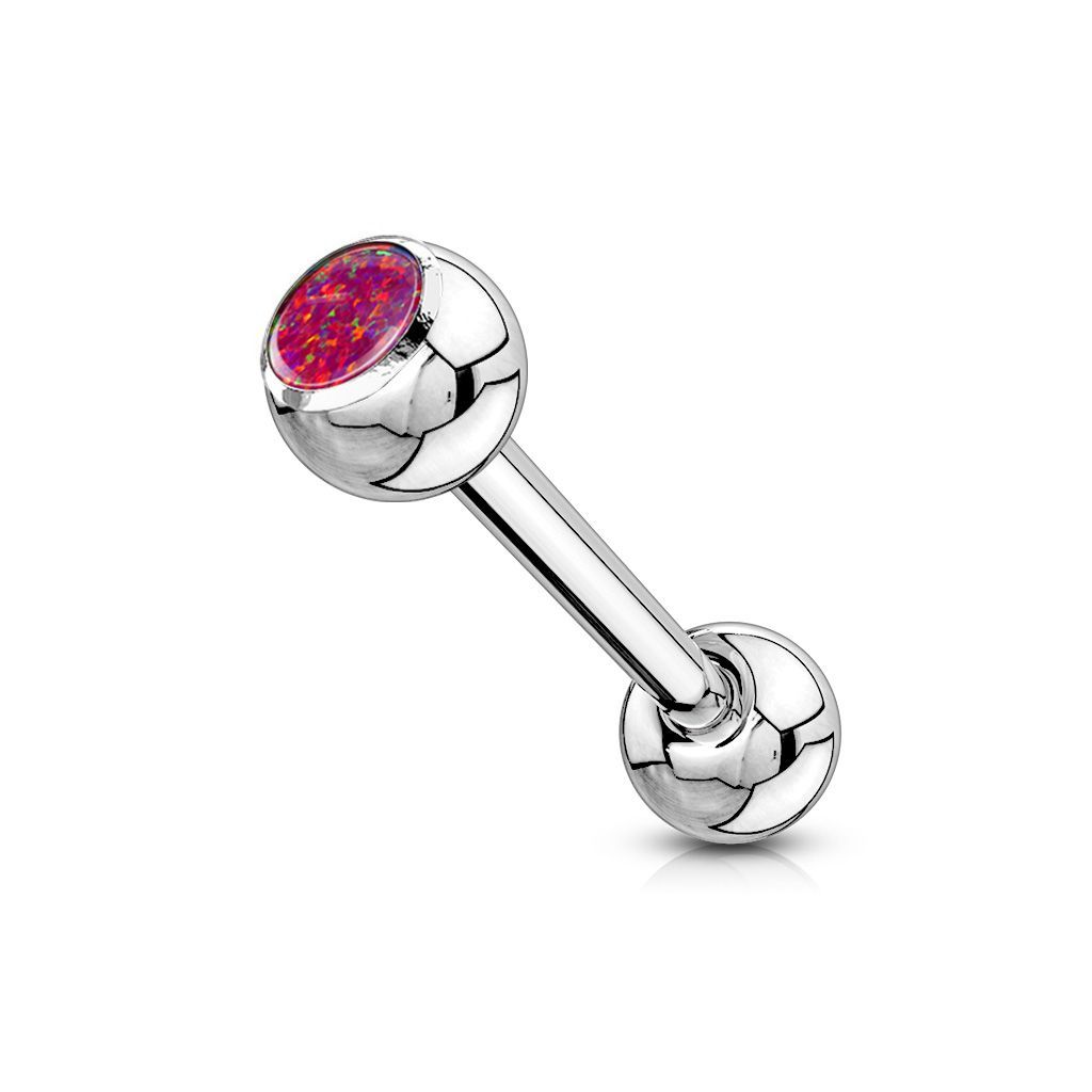 Levně Piercing do jazyka s opálem (červená)