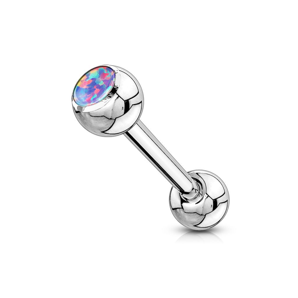 Levně Piercing do jazyka s opálem (fialová)