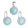 Sada šperků s krystaly Swarovski náušnice a přívěsek se světle modrou matnou perlou kulaté 39091.3