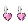 Stříbrné náušnice visací s krystaly Swarovski růžové srdce 31240.3 fuchsia