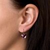 Stříbrné náušnice visací s krystaly Swarovski růžové srdce 31240.3 fuchsia