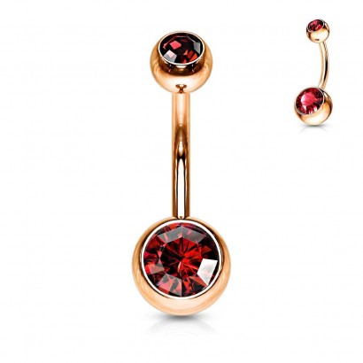 Zlacený piercing do pupíku - banánek (červená)