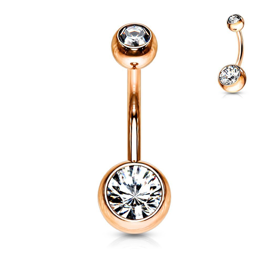 Levně Zlacený piercing do pupíku - banánek (čirá)