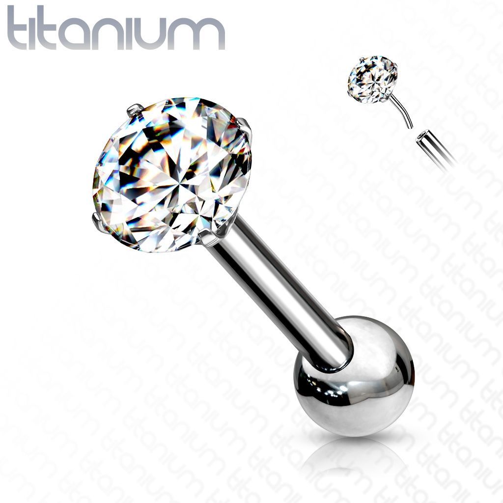 Levně Cartilage piercing do ucha TITAN, 1,2 x 8 mm zirkon 4 mm - TIT1125-1208-04