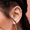 Industrial piercing s kamínky, barva duhová