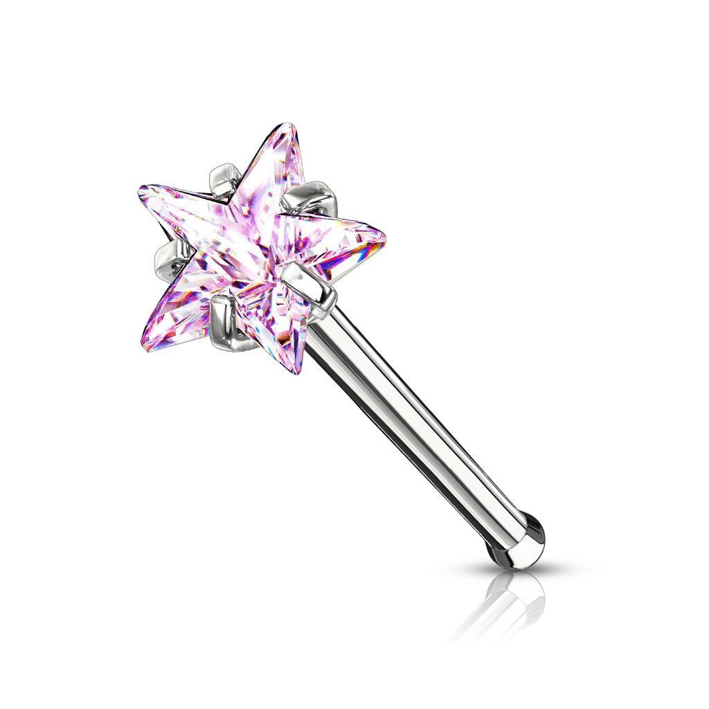 Levně Piercing do nosu hvězdička (růžová)