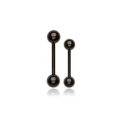 Černý piercing - činka (1,2 x 8 mm, 3 mm kuličky)