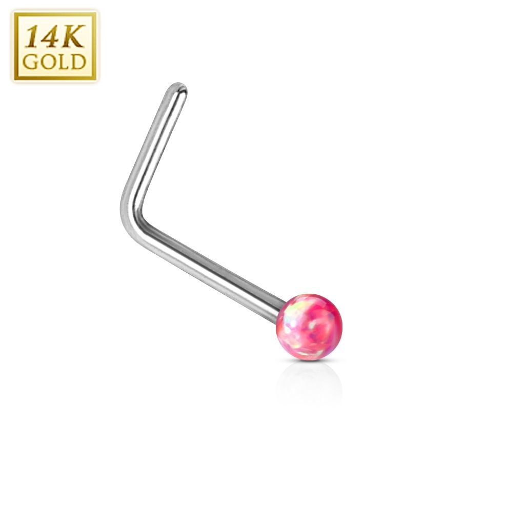 Levně Zlatý piercing do nosu Opál, Au 585/1000 - ZL01063R-WG