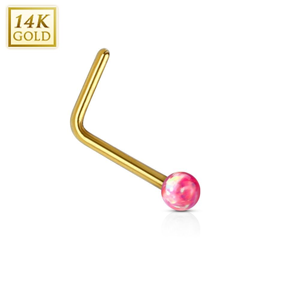 Levně Zlatý piercing do nosu Opál, Au 585/1000 - ZL01063R-YG