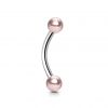 Piercing do obočí - perličky bílé, 1,2 x 10 mm, kuličky 4 mm