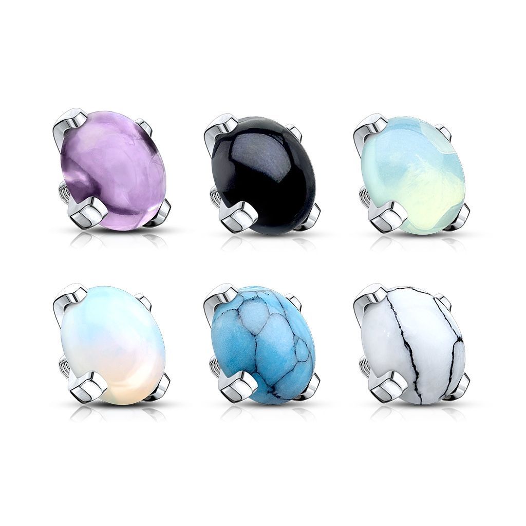 S4U Náhradní kamínek opál k labretě, průměr 4 mm (jadeit) - ND014-04JD
