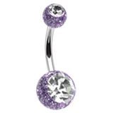 Levně Piercing do pupíku - banánek (fialová/čirý zirkon) - BA01072-AC