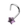 Zahnutý piercing do nosu - hvězda 3 mm