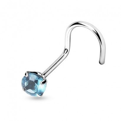 Stříbrný piercing do nosu - zirkon 3mm (tyrkysová)