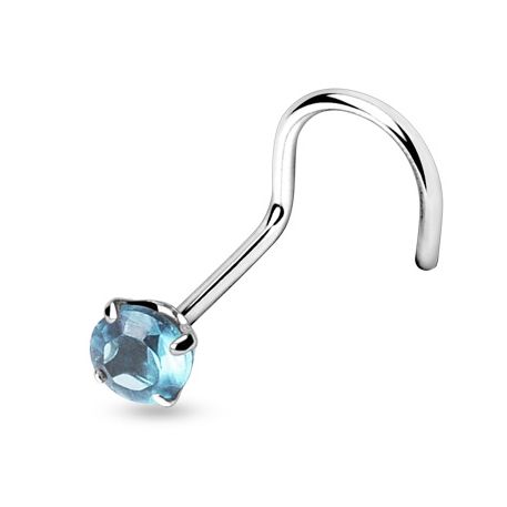 Stříbrný piercing do nosu - zirkon 3mm (tyrkysová) - N01070-Q
