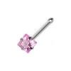 Piercing do nosu - čtvercový kamínek 3 x 3 mm (čirá)