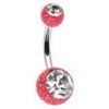 Piercing do pupíku - banánek (červená/čirý zirkon)
