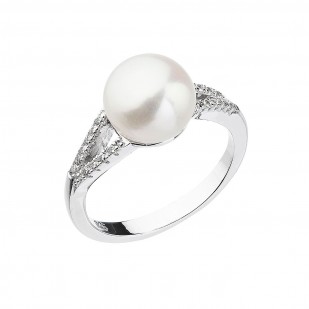 Stříbrný prsten s bílou říční perlou 25003.1
