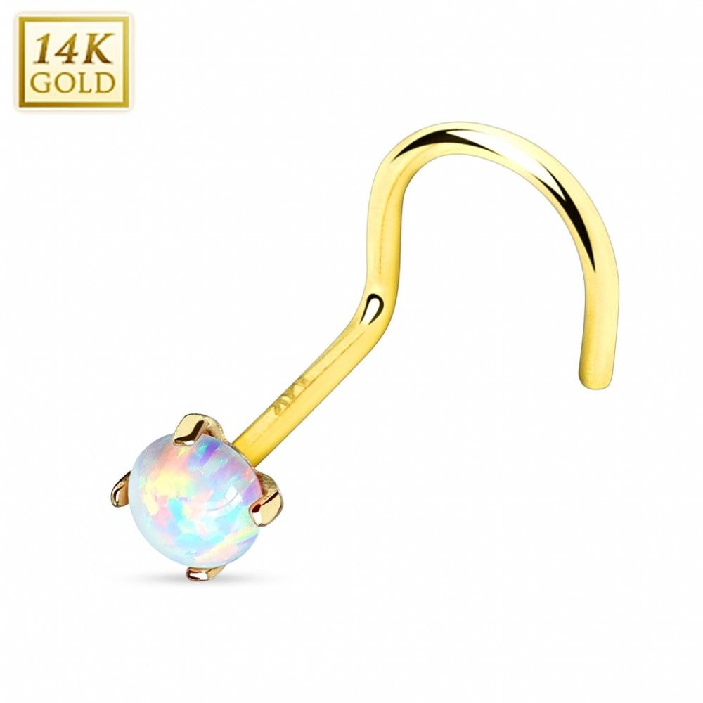 S4U Zlatý piercing do nosu Opál, Au 585/1000 - ZL01025-YG